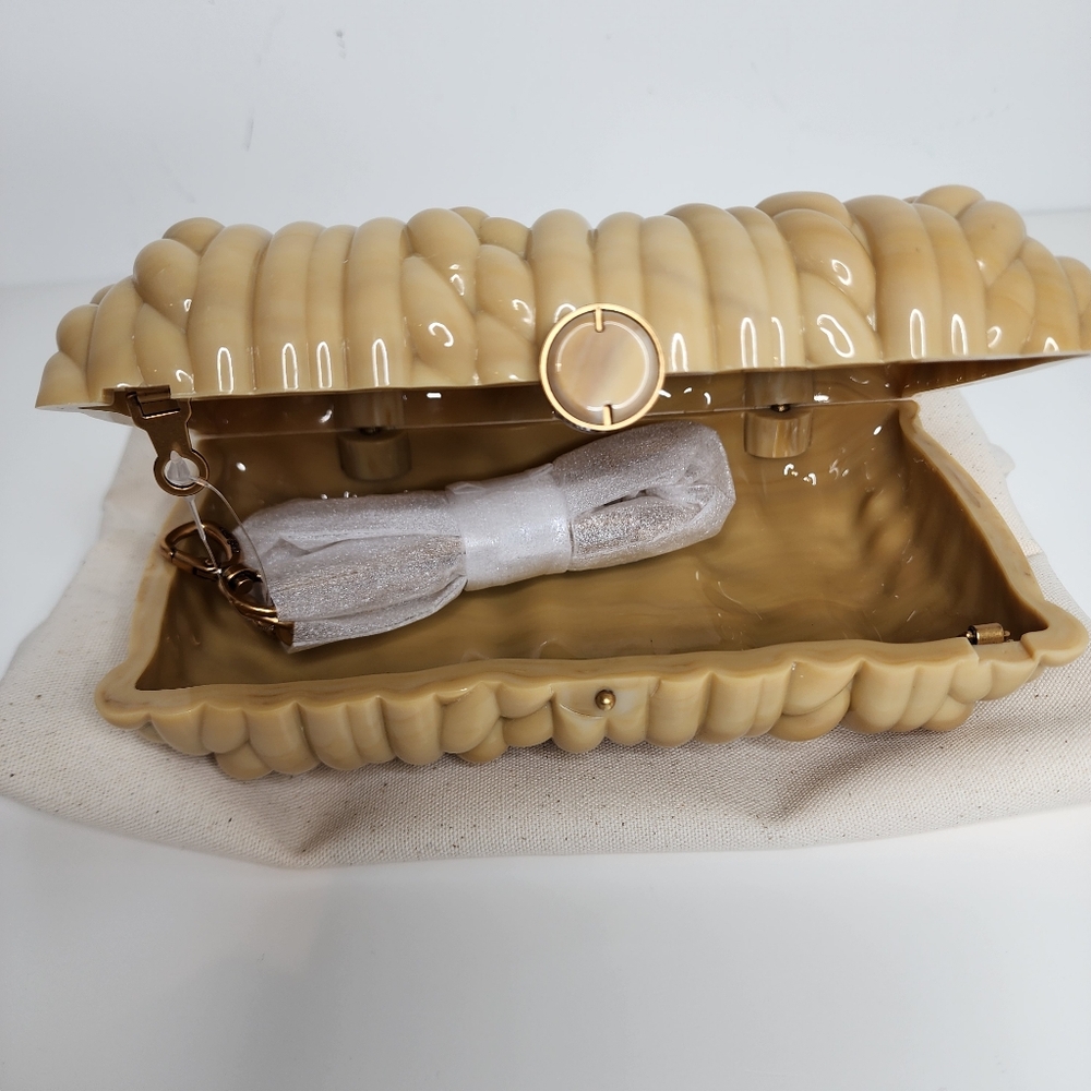 Cult Gaia Helen Cornsilk Acrylic Clutch Shoulder Bag - Picture 5 of 6